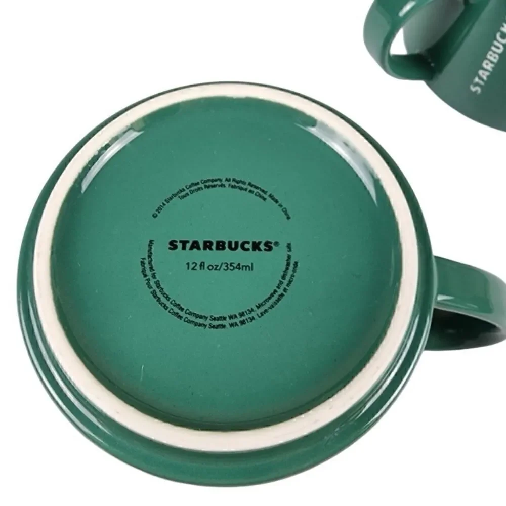 Starbucks- 2 Stacking Matching Forest Green Mugs 12oz from 2014 Collection